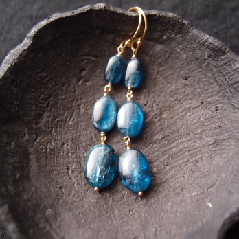 【K14gf】Bluegreen Kyanite Earrings／ブルーグリーンカイヤナイトピアス（Oval）の画像