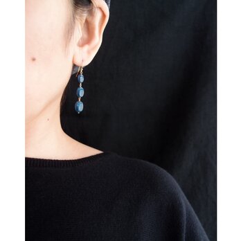 【K14gf】Bluegreen Kyanite Earrings／ブルーグリーンカイヤナイトピアス（Oval）の画像