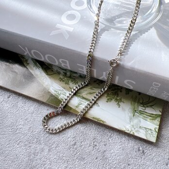 N264-ヴィンテージネックレス・U.S.A. Silver-tone flat chain necklaceの画像