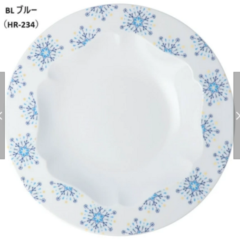 【大特価】【新品】 九谷焼ハレクタニ　雪結晶プレート　ブルー　【特性化粧箱】　サイズ：径24×高さ4.2cmの画像
