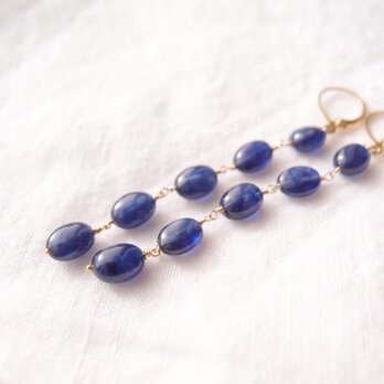 Blue Sapphire Long Earrings／ブルーサファイア ロングピアス（Oval）の画像