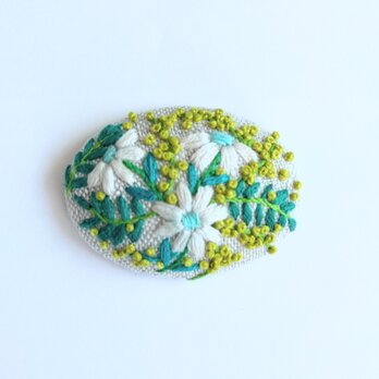ミモザとお花の刺繍ブローチ・botanical#353の画像
