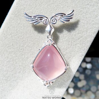 ローズクォーツ ブローチ / Rose Quartz and Silver Wing Broochの画像