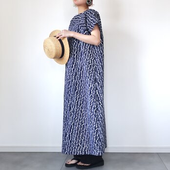 着物リメイク　浴衣の切替フレアワンピース（風鈴・L）の画像