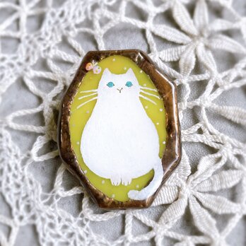 白ねことちょうのブローチ　ステンドグラスブローチの画像
