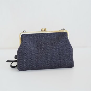 ■スクエアがま口3WAYショルダーバッグ / ヘリンボーン■ confort(wl-hrb)の画像