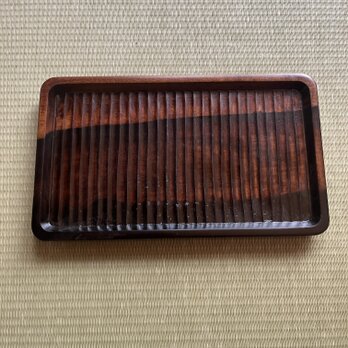 黒柿拭漆我谷盆（くろがきふきうるしわがたぼん）煎茶盆　№8236の画像