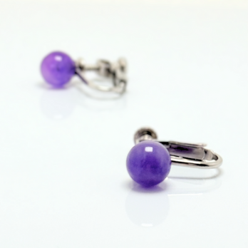 ラス1 8mm シンプル アメジスト/紫水晶  RHP 天然石イヤリング - 純Lの画像
