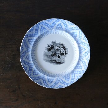 Creil&Montereau グリザイユ 皿 デザート皿 平皿 φ20.8cm フランス アンティーク a 0502102の画像