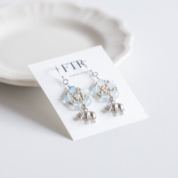 癒しのアクアマリン✳︎サイとヴィンテージビーズ　ピアス/イヤリング　SV925　ギフト