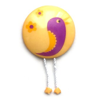Tante Emaボタン とことこ 小鳥オレンジ B-1456 ことり バード 花 フラワー レトロの画像