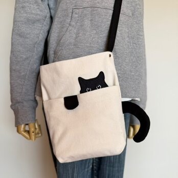 のぞきネコサコッシュ　受注製作の画像