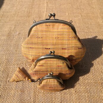 ミニがま紬（オレンジ格子絣）の画像