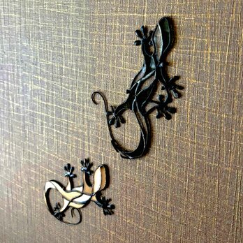 ステンドグラス　サンキャッチャー・ウォールデコ　”Gecko ~yamori~”ABセットの画像