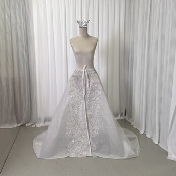 華やか オーバースカート 3D立体レース刺繍 キラキラチュール 披露宴 結婚式 前撮りの画像