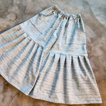 上品コットンツィードフリンジポッケのプリーツガウチョパンツの画像
