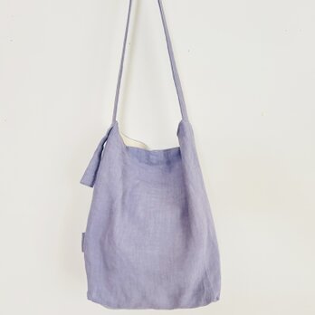 天日干しリネンのワンハンドルbag 　薄紫