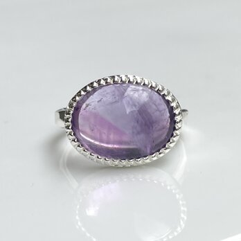 アメシスト　OVカボション12×16　ミル打ち留め　シルバーSV925リング
