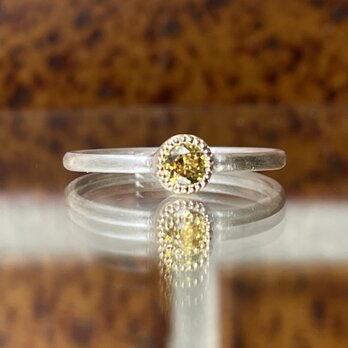 マリ　ガーネット　ラウンドカット　0.23ct　K18ミル打ち留め　シルバーSV925リング