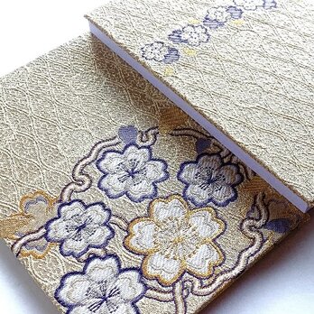 『陽桜錦』　金襴織物御朱印帳　B6大判サイズ　織物御朱印帳　桜　さくら　サクラ　レモンイエロー　有職文　立涌文　桐生織物の画像