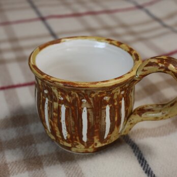 しのぎ模様のイラボ釉コーヒーカップの画像