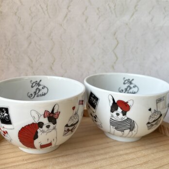 フレンチブル　ペア　茶碗　の画像