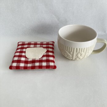 mug cup*カップ＆ポットマット*ギンガムコットンフランネルの画像