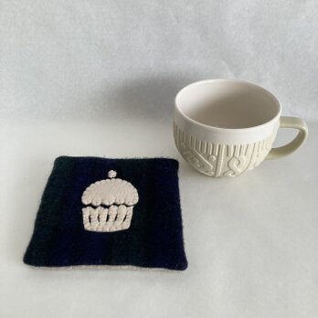 WOOL!cupcake*カップ＆ポットマット*ブラックウォッチフランネルの画像