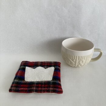 WOOL!crown*カップ＆ポットマット*ロイヤルスチュアートフランネルの画像