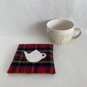 WOOL!teapot*カップ＆ポットマット*ロイヤルスチュアートフランネルの画像