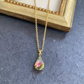 西ドイツ製ヴィンテージガラス、アイリスガラス１粒のシンプルなプチネックレス No.C779