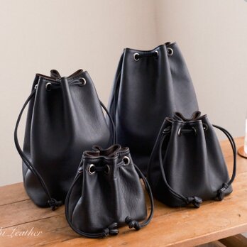 《WATERPROOF LEATHER》巾着カメラポーチ　LLサイズの画像