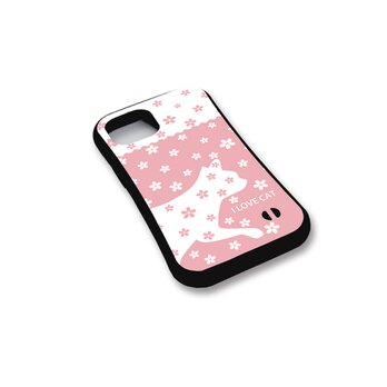 グリップケース iPhoneケース【桜猫】（名入れ可）の画像