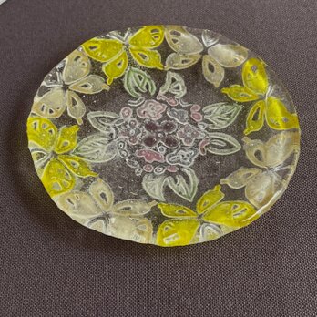 ガラスの小皿　紫陽花蝶皿の画像