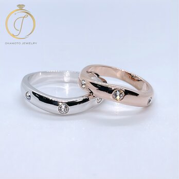 Wave pair ring (ピンキーリング可)