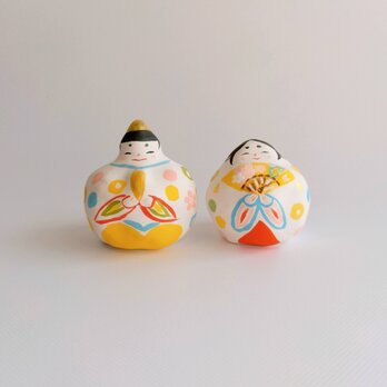 張り子　丸いひな人形　【あ】の画像