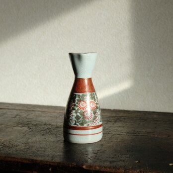 花とリーフ◆九谷焼　花文赤絵金彩徳利　酒器　工芸品　龍仙　昭和レトロ　インテリア　古民家の画像