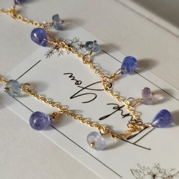 神秘的な輝きが美しい石 タンザナイトを贅沢に繋いだブレスレット/14kgf