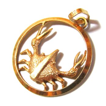K18 Crab Motif Vintage Pendant Topの画像