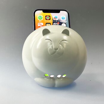 猫のスマートフォンスピーカー　電源不要のスマートフォンスピーカー　猫　まんまる猫スマホスピーカー　オリジナルペイント可能の画像