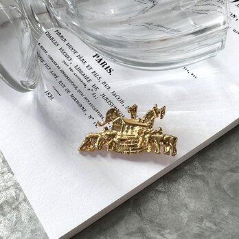 SC123-ヴィンテージブローチ U.S.A. 1970〜80s Gold Tone Animal House Broochの画像