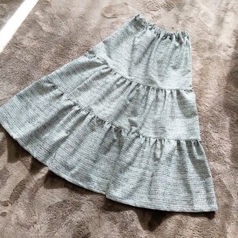 上品コットンツィード3段ティアードスカートの画像