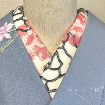 洗える刺繍半衿 ビッグローズの画像