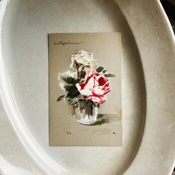 アンティーク　ポストカード　グラスの薔薇の画像