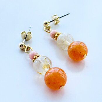 SunStone ＊Gold Rutilated  オレンジカラー×ゴールド×ライトピンクの画像