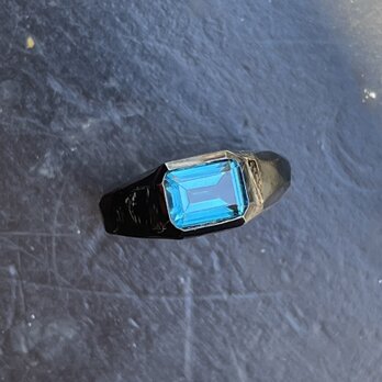 ブルートパーズ　2.1ct　オクタゴンカット　Brack印台　シルバーSV925リングの画像