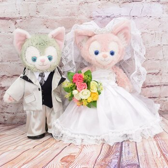 ジェラトーニ＆リーナベル 着せ替え コスチューム ウエディングドレス＆タキシード No.1 本体無 Sサイズ用 送料無料の画像