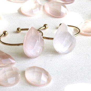 桜色の雫＊ピンクシェル×水晶のフリーリング フリーサイズ 天然石 ―Sakura―