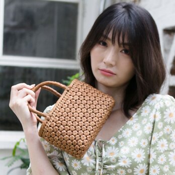 山葡萄 蔓 バック かご 籠 網代編み 職人の手作り ビーチバッグ かごバッグ 網代編み やまぶどう 山ぶどうの画像