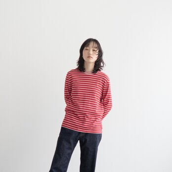 border border long sleeve tee/red